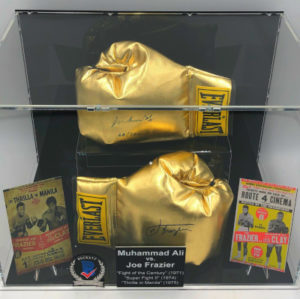 MUHAMMAD ALI vs. JOE FRAZIER Storico Boxing Showcase, Guantoni da Boxe (Everlast Authentic) XXL Storico