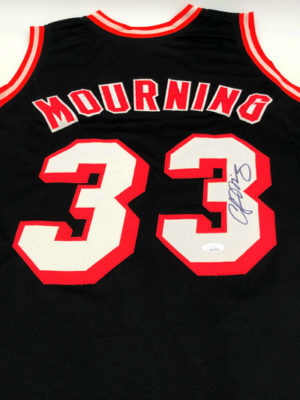 ALONZO MOURNING (Miami Heat)</br>signed jersey</br>Custom Jersey Black Edition