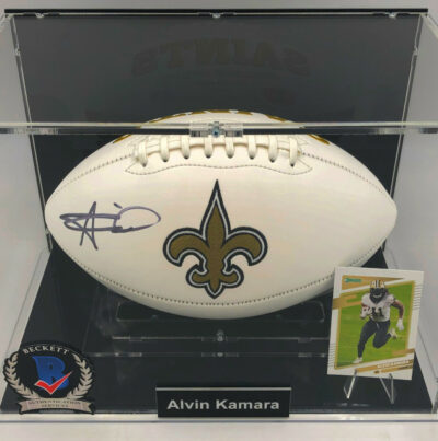 ALVIN KAMARA Football Showcase (New Orleans Saints) signed Football, Saints Logo Edition