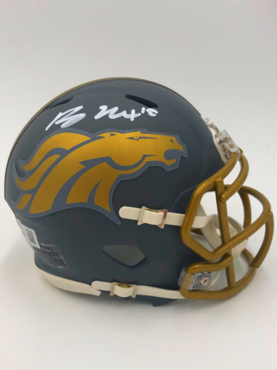 BO NIX (Denver Broncos) signed NFL Mini Helmet, Slate Alternate