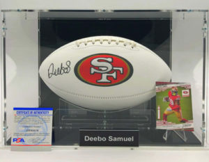 DEEBO SAMUEL Football Showcase (San Francisco 49ers) signierter Football, 49ers White Panel Football