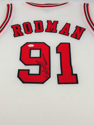 DENNIS RODMAN (Chicago Bulls)</br>signiertes Trikot,</br>Custom Jersey Dynasty Home Style