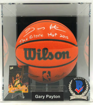 GARY PAYTON</br>Signed Basketball Showcase (Seattle SuperSonics)</br>Wilson HOF
