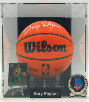 GARY PAYTON</br>Basketball Showcase (Seattle SuperSonics)</br>signed basketball, Wilson Authentic