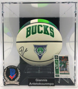 GIANNIS ANTETOKOUNMPO Signed Basketball Showcase (Milwaukee Bucks), City Edition