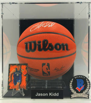 JASON KIDD Signed Basketball Showcase (Dallas Mavericks), Wilson Authentic