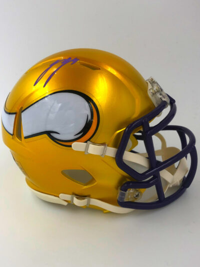 J.J. McCARTHY (Minnesota Vikings) mini-casque NFL signé, Flash Alternate