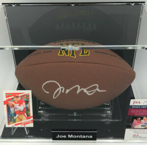 JOE MONTANA</br>Football Showcase (San Francisco 49ers)</br>signierter Football, NFL Super Grip