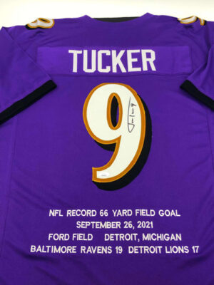 JUSTIN TUCKER (Baltimore Ravens)</br>maillot signé</br>Custom Highlight Jersey Home