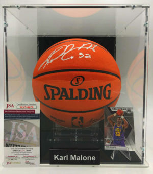 KARL MALONE</br>Basketball Showcase (Utah Jazz)</br>signed basketball, Silver Series