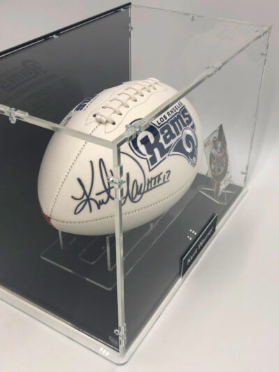 KURT WARNER</br>Football Showcase (Los Angeles Rams)</br>signierter Football, Rams Logo – Bild 7