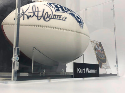 KURT WARNER</br>Football Showcase (Los Angeles Rams)</br>signierter Football, Rams Logo – Bild 8