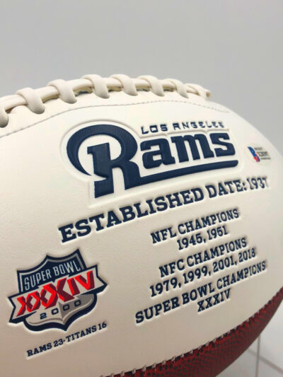 KURT WARNER</br>Football Showcase (Los Angeles Rams)</br>signierter Football, Rams Logo – Bild 12