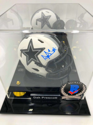 DAK PRESCOTT Showcase (Dallas Cowboys) signierter NFL Mini Helm, Lunar Eclipse