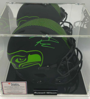 RUSSELL WILSON Full Size Helmet Showcase (Seattle Seahawks), AUTHENTIC Eclipse