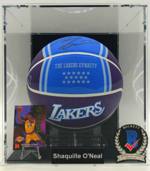 SHAQUILLE O’NEAL</br>Basketball Showcase (Los Angeles Lakers)</br>signed basketball, Lakers City Edition