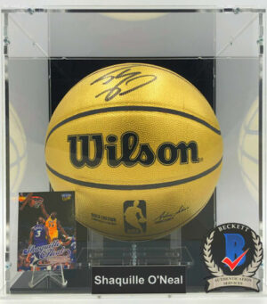 SHAQUILLE O’NEAL</br>Basketball Showcase (Los Angeles Lakers)</br>signierter Basketball, Gold Edition