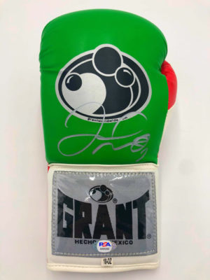 FLOYD MAYWEATHER JR., signed boxing glove (Grant) green-red