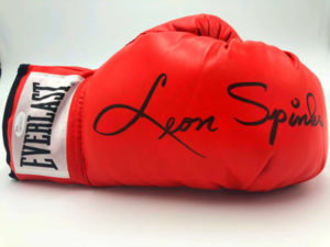 LEON SPINKS, gant de boxe signé (Everlast) rouge