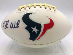 DESHAUN WATSON (Houston Texans) signed football, Texans White Panel Football