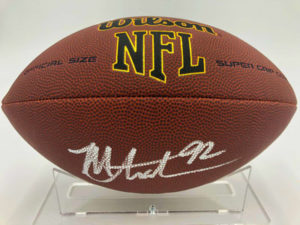 MICHAEL STRAHAN (New York Giants) signed football, NFL Super Grip Cover