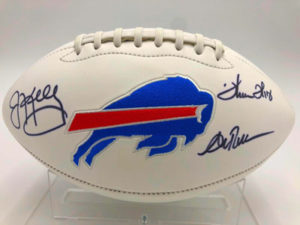 ANDRE REED, THURMAN THOMAS, JIM KELLY (Buffalo Bills) football américain signé, Bills White Panel Football
