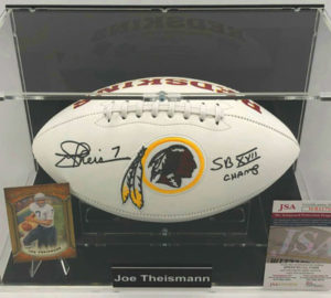 JOE THEISMANN Football Showcase (Washington Redskins)</br>Football américain signé, logo Football